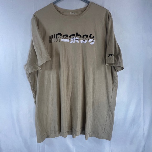 Reebok Other - Reebok Mens Graphic T-Shirt Tan Khaki Short Sleeve Crewneck Logo Tee XL